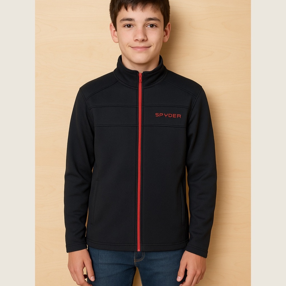 Spyder Boys Black Full Zip Ski  Sweater Jacket XL